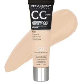 Dermablend Continuous Correction Tone-Evening CC Cream Foundation SPF 50+, Full Coverage Foundation Makeup & Color Corrector, Oil-Free