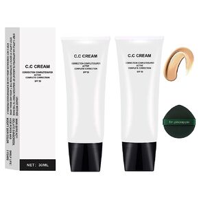 XIGUA Skin Tone Adjusting CC Cream SPF 50, Cosmetics CC Cream, Colour Correcting Self Adjusting for Mature Skin, All-In-One Face Sunscreen and Foundation, Natural Color-1.01 oz (2PCS) in Saudi Arabia