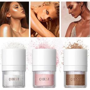 3Pcs Holographic Body Glitter Highlight Powder for Body, Face, Hair - Festival Glitter Cosmetic Long Lasting Sparkling- Vegan & Cruelty Free in Kuwait