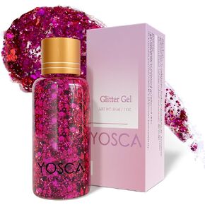 Body Glitter Gel, 30ML Holographic Face Adhesive Mermaid Sequins Body Chunky Glitter Powder Liquid Lotion for Women Hair, Festival Carnival Makeup, Girls Stage, Rave Accessories - Amethyst