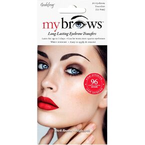 Godefroy MyBrows Long Lasting Eyebrow Transfers, High Arch, Dark Brown, 48-Pairs of Brows (96 Individual transfers)