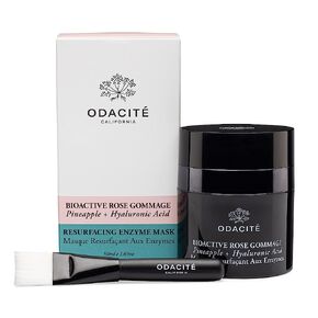 قناع تقشير الوجه من Odacité - وصفة جل الورد النشط بيولوجيًا والأناناس وحمض الهيالورونيك - قناع إنزيم مجدد للبهتان وانسداد المسام وتراكم الجلد الميت، 1.69 أونصة سائلة