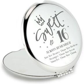 QINGTAI 16th Birthday Gifts for Girls, Sweet 16th Birthday for Sister, Daughter, Granddaughter, Best Friend, Niece, 16th Birthday Gift Ideas, Stainless Steel Makeup Mirror for Her in Kuwait
