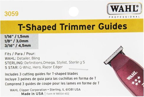 Wahl Professional T Blade Trimmer Guide Set (#1/2, 1, and #1 1/2) Great for Professional Stylists and Barbers - Model 3059 Guides measure 1/16", 1/8", and 3/16" in Saudi Arabia