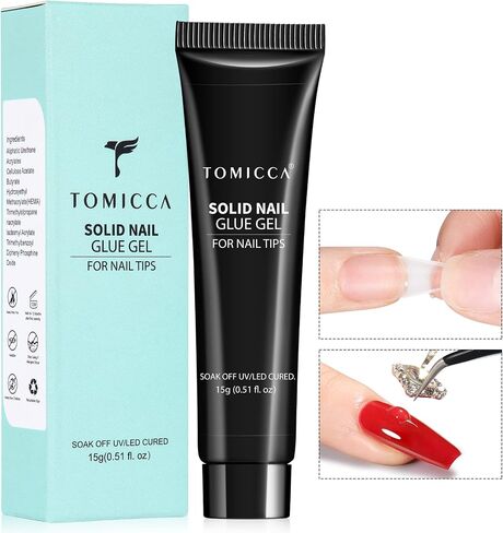 Solid Gel Nail Glue - Gel Nail Glue Upgrade Suitable for Acrylic-Nails, Soft Gel Nail Tips and Press On Nails (Curing Needed), Convenient and Fast, Long Lasting and Easy to Use 15g in Saudi Arabia