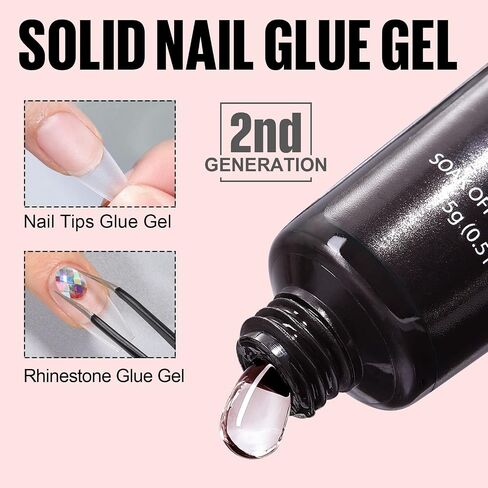 Solid Gel Nail Glue - Gel Nail Glue Upgrade Suitable for Acrylic-Nails, Soft Gel Nail Tips and Press On Nails (Curing Needed), Convenient and Fast, Long Lasting and Easy to Use 15g in Saudi Arabia