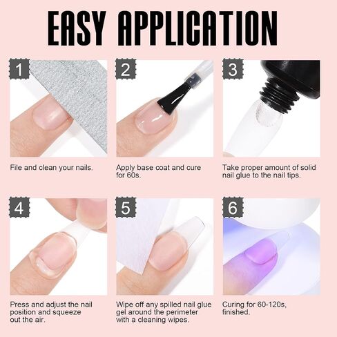 Solid Gel Nail Glue - Gel Nail Glue Upgrade Suitable for Acrylic-Nails, Soft Gel Nail Tips and Press On Nails (Curing Needed), Convenient and Fast, Long Lasting and Easy to Use 15g in Saudi Arabia