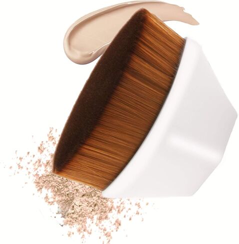 فرشاة مكياج TENMON، فرشاة مكياج كريم الأساس على شكل بتلة، فرشاة كابوكي مسطحة لمزج السوائل أو الكريم أو بودرة مستحضرات التجميل الخالية من العيوب، مثالية مع تصميم صندوق تخزين (أبيض) in Kuwait