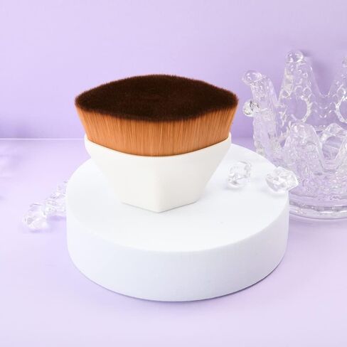 فرشاة مكياج TENMON، فرشاة مكياج كريم الأساس على شكل بتلة، فرشاة كابوكي مسطحة لمزج السوائل أو الكريم أو بودرة مستحضرات التجميل الخالية من العيوب، مثالية مع تصميم صندوق تخزين (أبيض) in Kuwait