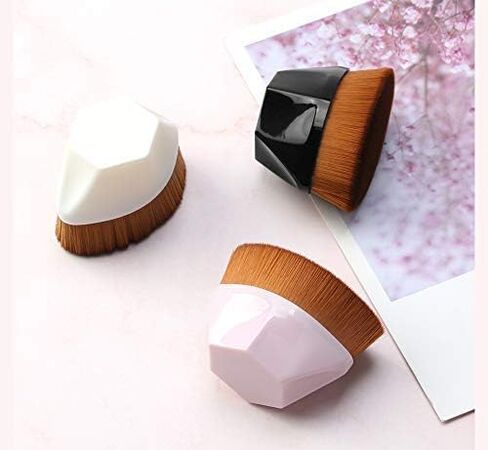 فرشاة مكياج TENMON، فرشاة مكياج كريم الأساس على شكل بتلة، فرشاة كابوكي مسطحة لمزج السوائل أو الكريم أو بودرة مستحضرات التجميل الخالية من العيوب، مثالية مع تصميم صندوق تخزين (أبيض) in Kuwait