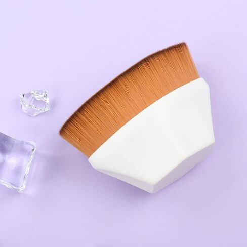 فرشاة مكياج TENMON، فرشاة مكياج كريم الأساس على شكل بتلة، فرشاة كابوكي مسطحة لمزج السوائل أو الكريم أو بودرة مستحضرات التجميل الخالية من العيوب، مثالية مع تصميم صندوق تخزين (أبيض) in Kuwait