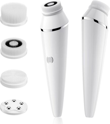 Rechargeable Facial Cleansing Brush, Waterproof Facial Cleanser Brush Electric with 3 Speed, Face Spin Brush Set with 4 Brush Heads for Gentle Exfoliating, Deep Cleansing and Face Massage in Kuwait