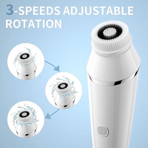 Rechargeable Facial Cleansing Brush, Waterproof Facial Cleanser Brush Electric with 3 Speed, Face Spin Brush Set with 4 Brush Heads for Gentle Exfoliating, Deep Cleansing and Face Massage in Kuwait