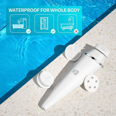 Rechargeable Facial Cleansing Brush, Waterproof Facial Cleanser Brush Electric with 3 Speed, Face Spin Brush Set with 4 Brush Heads for Gentle Exfoliating, Deep Cleansing and Face Massage in Kuwait