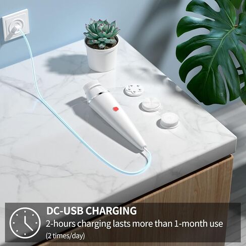Rechargeable Facial Cleansing Brush, Waterproof Facial Cleanser Brush Electric with 3 Speed, Face Spin Brush Set with 4 Brush Heads for Gentle Exfoliating, Deep Cleansing and Face Massage in Kuwait