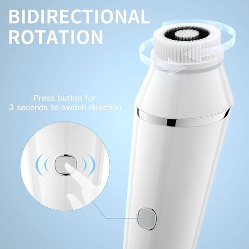 Rechargeable Facial Cleansing Brush, Waterproof Facial Cleanser Brush Electric with 3 Speed, Face Spin Brush Set with 4 Brush Heads for Gentle Exfoliating, Deep Cleansing and Face Massage in Kuwait