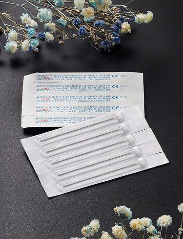 Heienngy 18G Piercing Needles 14G-20G Surgical Stainless Steel Body Jewelry Needles 18 Gauge Piercing Kit Hoop Earrings Stud Rook Daith Snug Conch Lobe Forward Helix Earrings Piercing Jewelry Needles in Kuwait