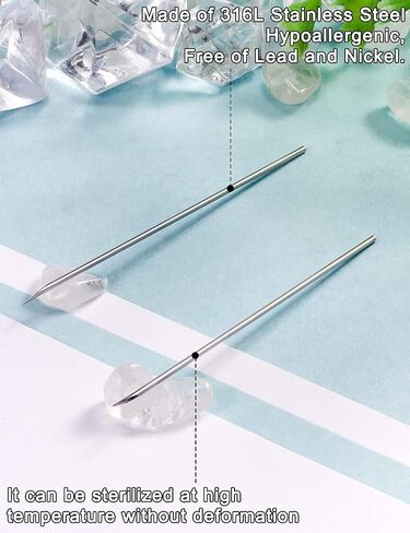 Heienngy 18G Piercing Needles 14G-20G Surgical Stainless Steel Body Jewelry Needles 18 Gauge Piercing Kit Hoop Earrings Stud Rook Daith Snug Conch Lobe Forward Helix Earrings Piercing Jewelry Needles in Kuwait