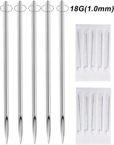 Heienngy 18G Piercing Needles 14G-20G Surgical Stainless Steel Body Jewelry Needles 18 Gauge Piercing Kit Hoop Earrings Stud Rook Daith Snug Conch Lobe Forward Helix Earrings Piercing Jewelry Needles in Kuwait