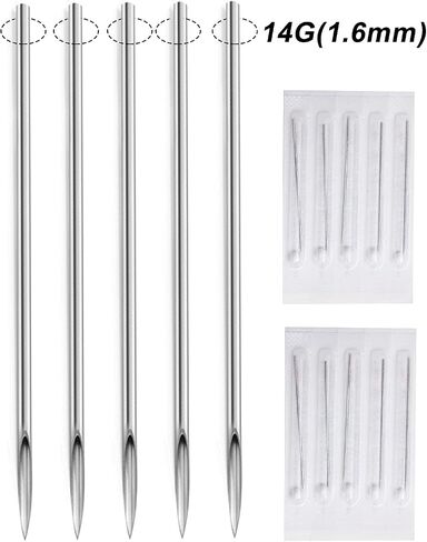 Heienngy 18G Piercing Needles 14G-20G Surgical Stainless Steel Body Jewelry Needles 18 Gauge Piercing Kit Hoop Earrings Stud Rook Daith Snug Conch Lobe Forward Helix Earrings Piercing Jewelry Needles in Kuwait