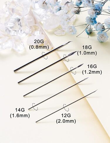Heienngy 18G Piercing Needles 14G-20G Surgical Stainless Steel Body Jewelry Needles 18 Gauge Piercing Kit Hoop Earrings Stud Rook Daith Snug Conch Lobe Forward Helix Earrings Piercing Jewelry Needles in Kuwait