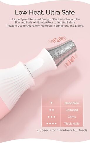 Melodysusie Professional Pedicure Kit Nail Drill Set, Electronic Cordless Foot File Dead Skin Calluses Corns Remover Thick Toenail Grinder, Pedicure Manicure Nail Care Tools, Pink in Saudi Arabia