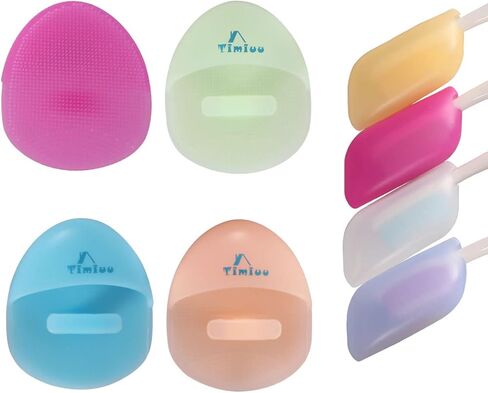 Timiuu Soft Silicone Face Cleanser and Massager Brush, Manual Facial Cleansing Brush, Handheld Mat Scrubber, Silicone Toothbrush Cover, Pack of 8 in Kuwait
