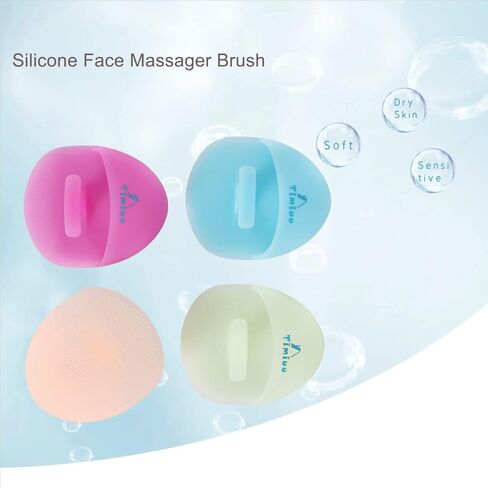 Timiuu Soft Silicone Face Cleanser and Massager Brush, Manual Facial Cleansing Brush, Handheld Mat Scrubber, Silicone Toothbrush Cover, Pack of 8 in Kuwait
