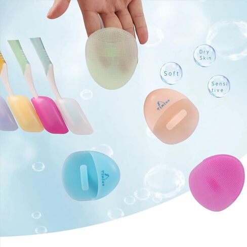 Timiuu Soft Silicone Face Cleanser and Massager Brush, Manual Facial Cleansing Brush, Handheld Mat Scrubber, Silicone Toothbrush Cover, Pack of 8 in Kuwait