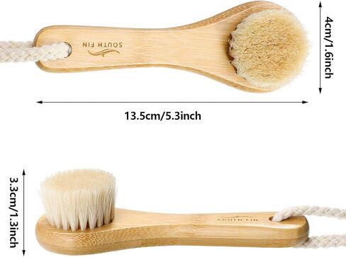 3 Pcs Manual Facial Cleansing Brush Natural Horsehair Exfoliating Face Brush Soft Face Cleaning Beauty Brush with Handle and Lid for Deep Pore Cleansing, Exfoliating, Massaging, Removing Blackhead in Saudi Arabia