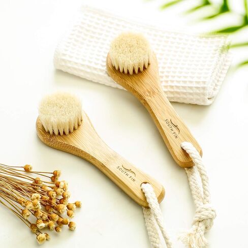 3 Pcs Manual Facial Cleansing Brush Natural Horsehair Exfoliating Face Brush Soft Face Cleaning Beauty Brush with Handle and Lid for Deep Pore Cleansing, Exfoliating, Massaging, Removing Blackhead in Saudi Arabia