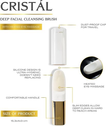 DARCASE CRISTÁL – A Luxury Facial Cleansing Brush. Dual Function - Deep Cleansing with Silicone Bristles & Heated Eye Massage in Saudi Arabia