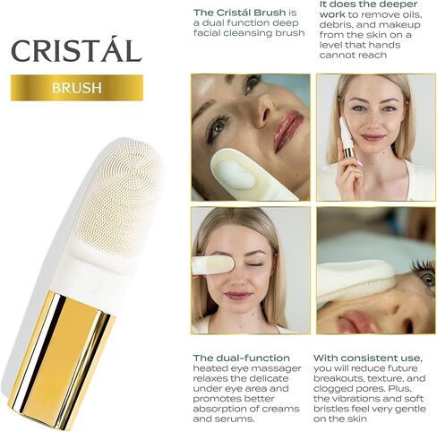 DARCASE CRISTÁL – A Luxury Facial Cleansing Brush. Dual Function - Deep Cleansing with Silicone Bristles & Heated Eye Massage in Saudi Arabia
