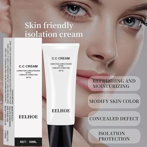 3 قطع كريم CC لضبط لون البشرة بعامل حماية من الشمس 50، كريم CC لمستحضرات التجميل بعامل حماية من الشمس 50، كريم CC لضبط لون البشرة، خافي عيوب البشرة المرطب التمهيدي وتفتيح لون البشرة، تصحيح الألوان ذاتي الضبط للبشرة الناضجة # لون الطبيعة in Kuwait