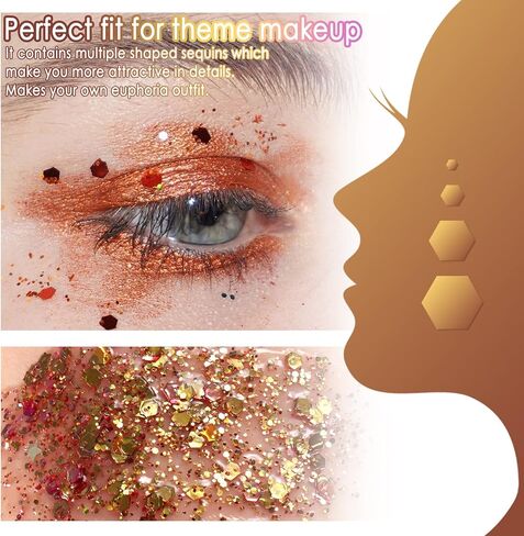 جل يوسكا بودي جليتر، 30 مل لاصق للوجه ثلاثي الأبعاد بترتر حورية البحر للجسم وبودرة لامعة مكتنزة وغسول سائل لشعر النساء، مكياج المهرجانات، مسرح الفتيات، إكسسوارات الهذيان - فيرميلي in Kuwait