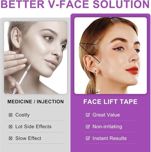 AIQIUSHA Face Lift Tape V-Line Upgraded,Face Slimmer&Neck Invisible and Breathable Lift for Wrinkles with Bands&String,Face Wrinkle Tape Patches for Saggy Skin,Lift and Firm Loose Skin (60PSC) in Kuwait