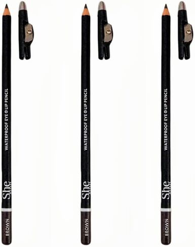 BROWN Waterproof 2-in-1 Eye & Lip Pencil by She Makeup (3 PC Set) in Saudi Arabia
