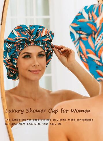 Large Shower Cap For Men,Large Shower Cap For Women Long Hair,Reusable Shower Cap for Braids,Dreads,Curls, Locs, Curly，Wave，Hair Cap for Shower,Washable and Adjustable,Black in Saudi Arabia
