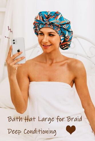 Large Shower Cap For Men,Large Shower Cap For Women Long Hair,Reusable Shower Cap for Braids,Dreads,Curls, Locs, Curly，Wave，Hair Cap for Shower,Washable and Adjustable,Black in Saudi Arabia