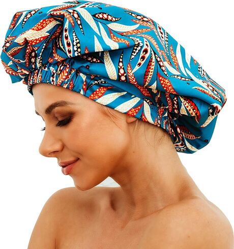 Large Shower Cap For Men,Large Shower Cap For Women Long Hair,Reusable Shower Cap for Braids,Dreads,Curls, Locs, Curly，Wave，Hair Cap for Shower,Washable and Adjustable,Black in Saudi Arabia