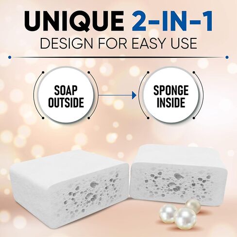 T.Taio Esponjabon Mother of Pearl Soap Sponge - Cleansing Shower Scrubber - Cleaning Bath Wash Scrub - Oil Removal - Massage & Lather Foot, Elbow, & Face - Bathroom Accessories - Fresh Scent (10-pack) in Saudi Arabia