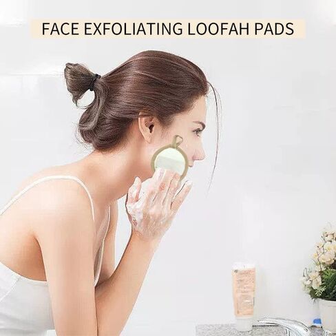 Exfoliating Loofah Sponge Face Pads Scrubber,Zenidoo Natural Facial Loofa Scrub Pad Luffa Cleanser Sponges Brush for Men and Women Without Hurting The Skin,Large Size（4 Pack） in Saudi Arabia