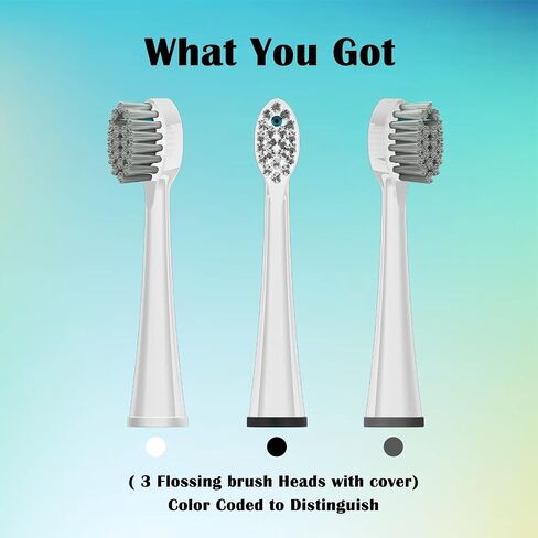 Replacement Flossing Toothbrush Heads for Water Pick SF-01 / SF-02 / SF-03 / SF-04 with Crystal Cap- Compact - 3 Count - White in Saudi Arabia