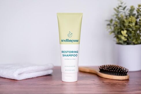 Wellnesse: Restoring Shampoo - For Straight and Curly Hair - 8 oz - Coconut and Citrus - Smoothens, Softens and Strengthens Hair - Cruelty-Free, Non-GMO, No Parabens, Sulfates or Silicone in Kuwait