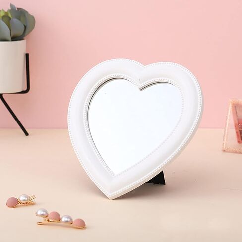BinaryABC Heart Makeup Mirror Cosmetic Mirror Wall Desktop Small Mirror Bedroom Mirror (Light Pink) in Saudi Arabia