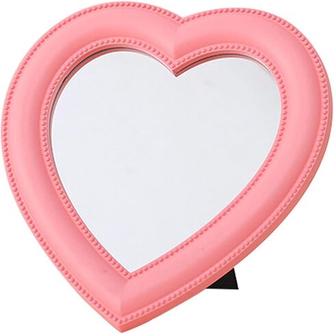 BinaryABC Heart Makeup Mirror Cosmetic Mirror Wall Desktop Small Mirror Bedroom Mirror (Light Pink) in Saudi Arabia