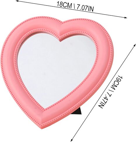 BinaryABC Heart Makeup Mirror Cosmetic Mirror Wall Desktop Small Mirror Bedroom Mirror (Light Pink) in Saudi Arabia
