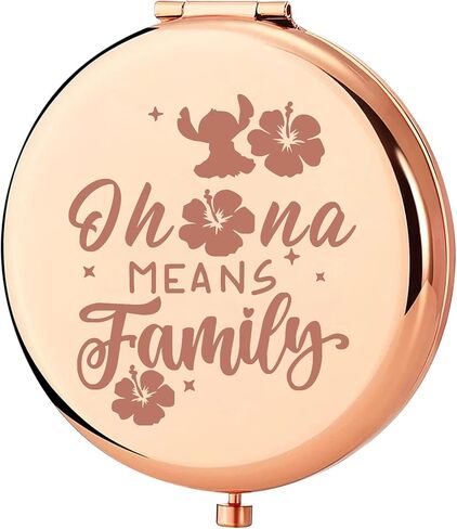 KEYCHIN Funny Cartoon Movie Pocket Mirror Hawaiian Trip Inspired Gifts Ohana Means Family Compact Mirror for Women Girls Teenagers (Oha-na Means Family-RG) in Kuwait