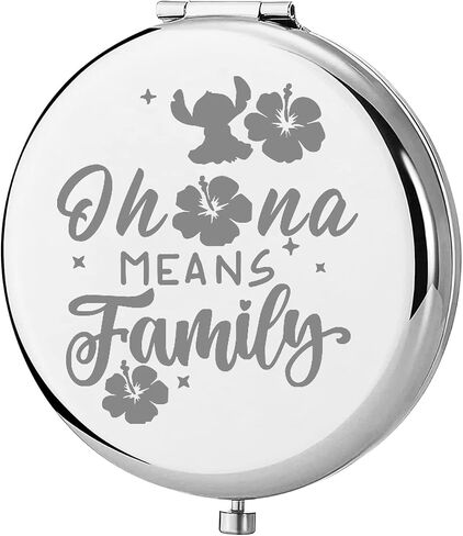 KEYCHIN Funny Cartoon Movie Pocket Mirror Hawaiian Trip Inspired Gifts Ohana Means Family Compact Mirror for Women Girls Teenagers (Oha-na Means Family-RG) in Kuwait