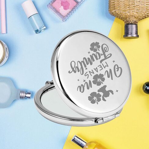 KEYCHIN Funny Cartoon Movie Pocket Mirror Hawaiian Trip Inspired Gifts Ohana Means Family Compact Mirror for Women Girls Teenagers (Oha-na Means Family-RG) in Kuwait